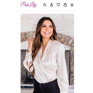 NWOT Pink Lily Wrap Bodysuit